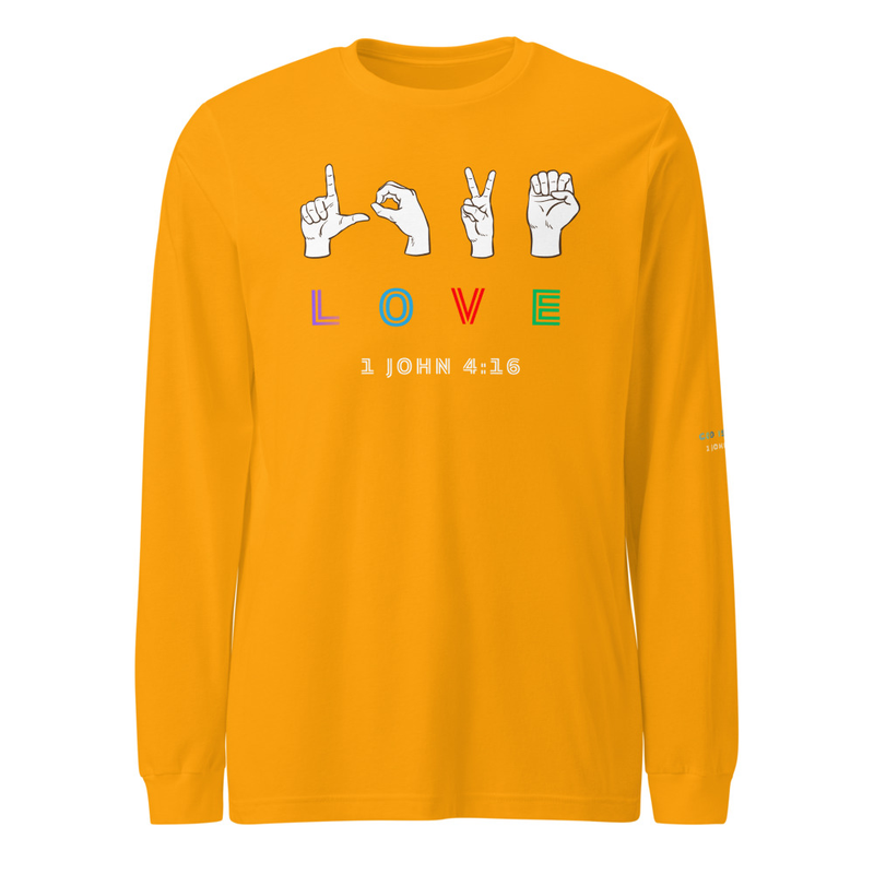 LOVE Unisex Long Sleeve Tee – S, Gold