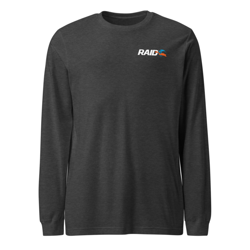 RAID Wear Dolphin Unisex Long Sleeve Tee – XL, Dark Grey Heather