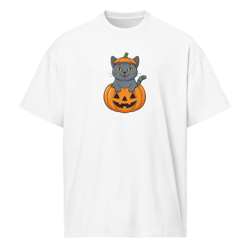 Russian Blue Cat Jack-O-Lantern Men's Box Tee