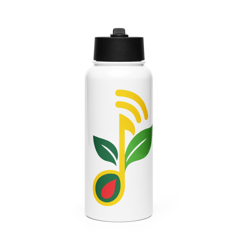 Stainless steel water bottle with a straw lid view 3