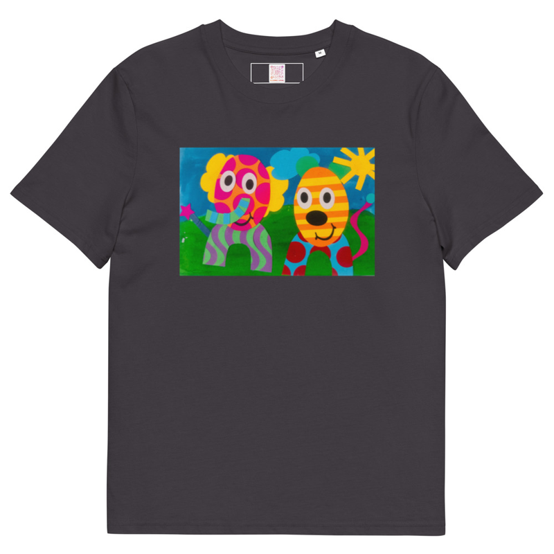 The Elephant & Cheetah - Unisex Organic Cotton Tee – XL, Anthracite