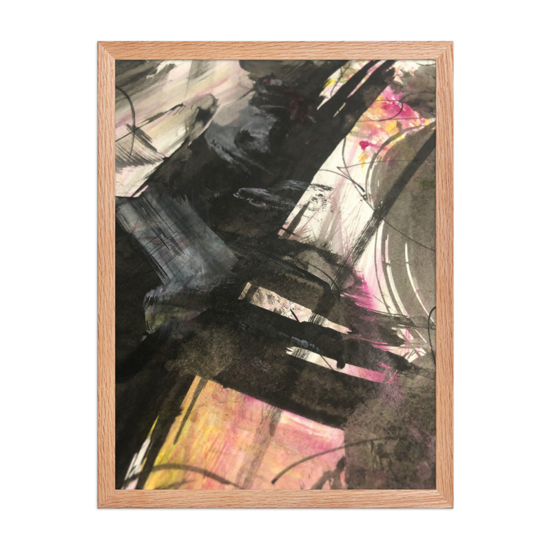 Perceptual Field 0119 – Pink Noise – Framed Print – 18″×24″, Red Oak