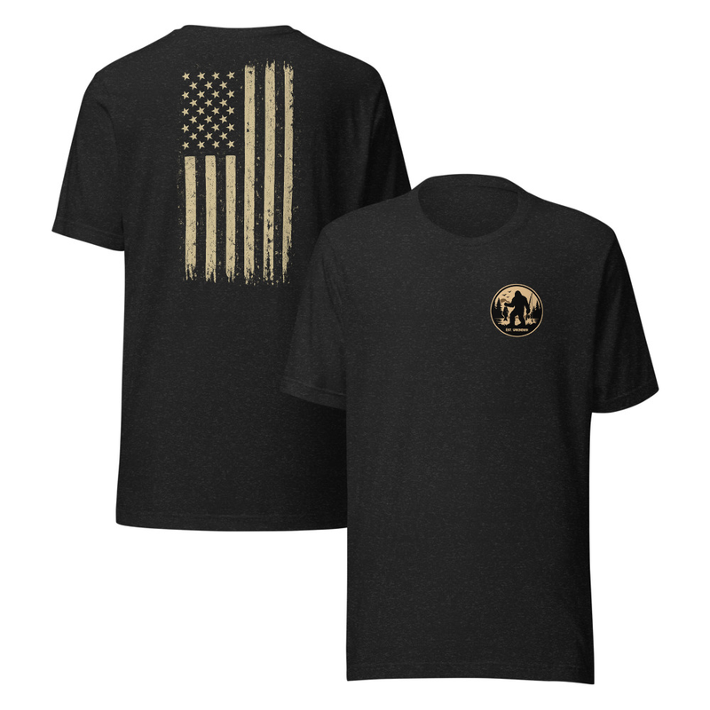 Bassquatch American Flag Front and Back Unisex T-Shirt