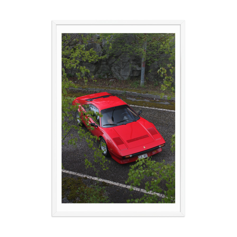 Ferrari 308 GTB QV - Framed print of the Stallion (in) – 24″×36″, White