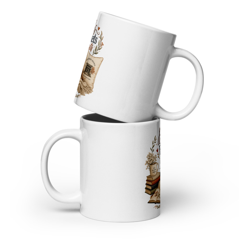 Books & Bassets White glossy mug – 20 oz, White