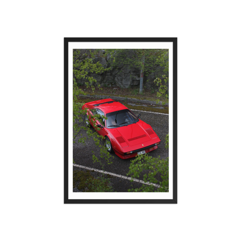 Ferrari 308 GTB QV - Framed print of the Stallion (in) – 20″×30″, Black