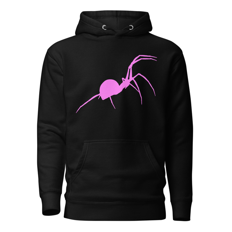 Black Hoodie with Pink Spider Graphic