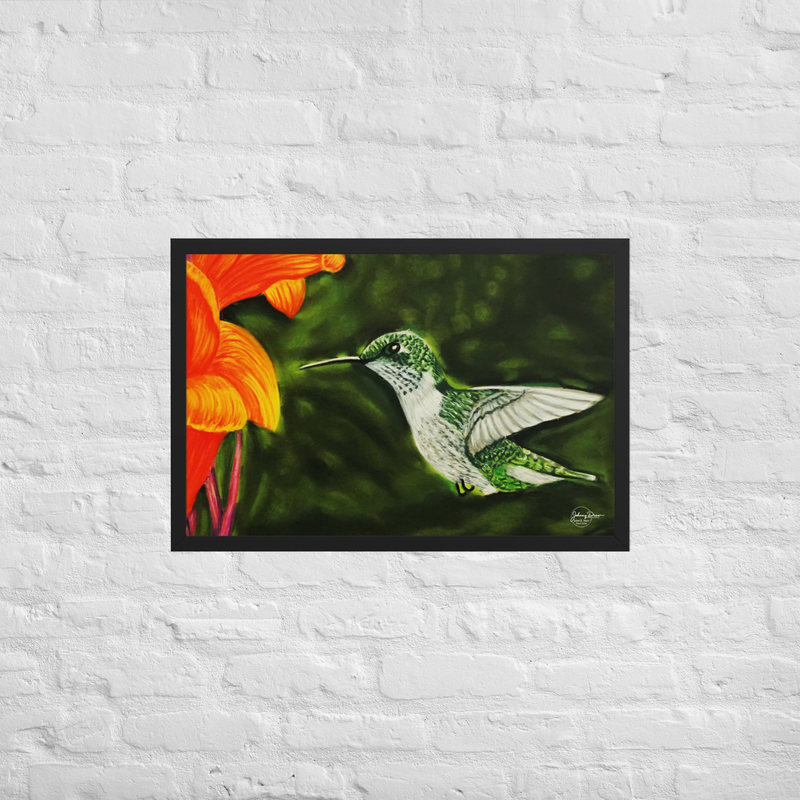 Hummingbird 1 Framed Print – 20″×30″, Black