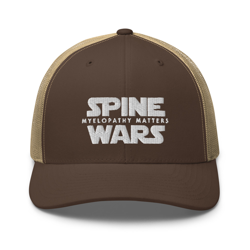 Spine Wars White Embroidery Trucker Cap – One size, Brown/ Khaki