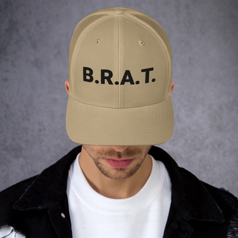 B.R.A.T. Trucker Hat – One size, Khaki