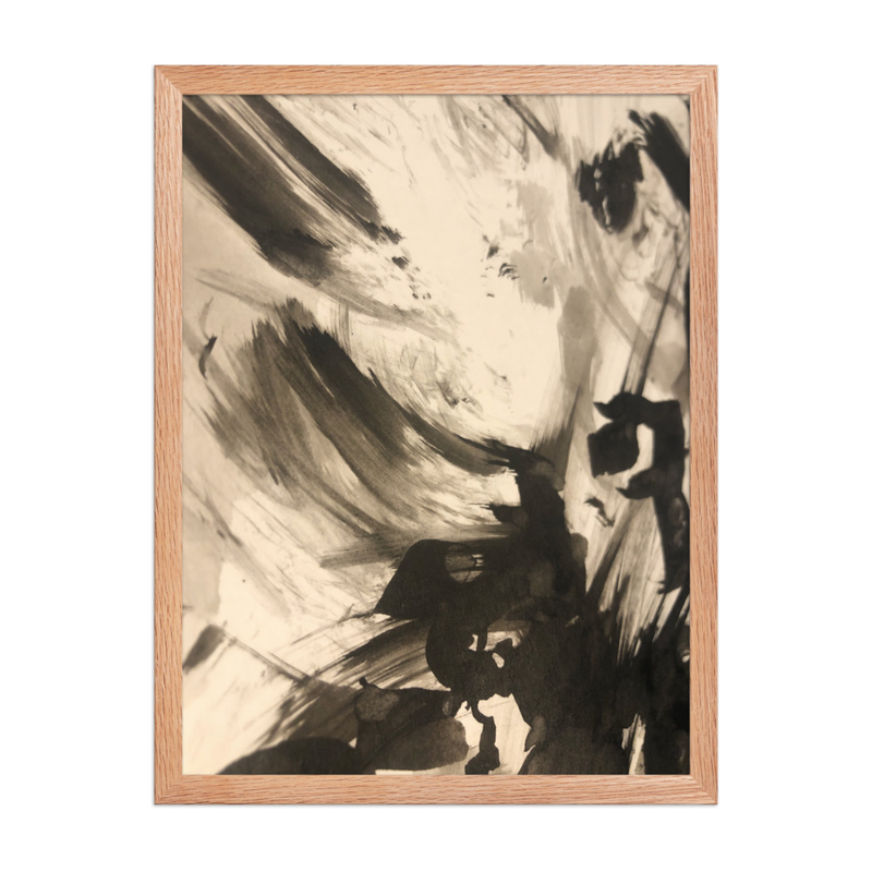 Perceptual Field 0157 – The Shape of a Thought – Framed Print – 18″×24″, Red Oak