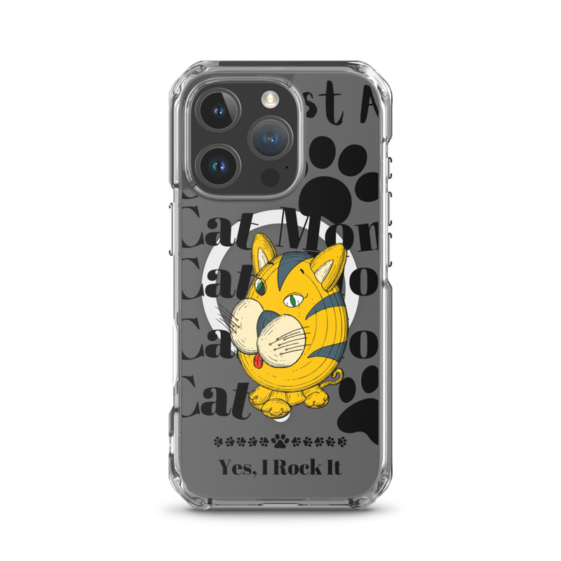 MagSafe® clear case for iPhone®: Just A Cat Mom – iPhone 16 Pro
