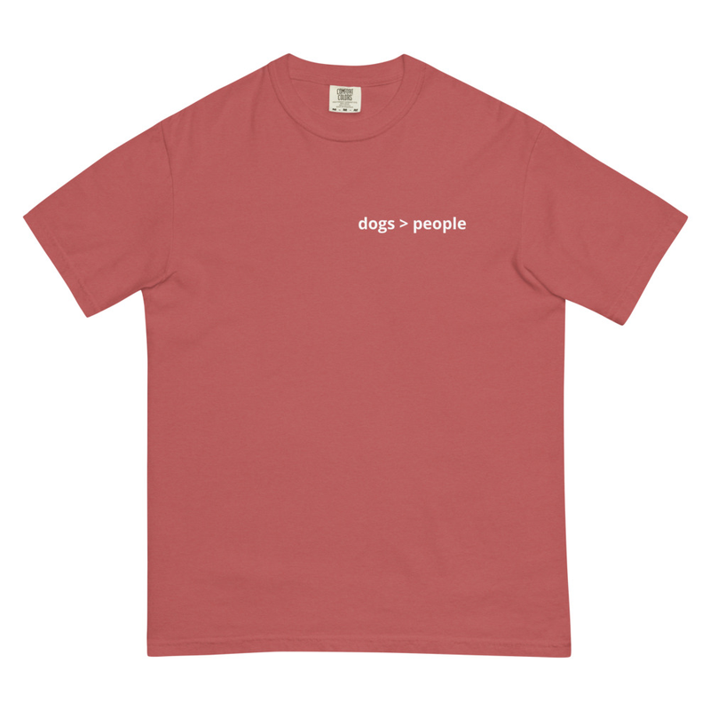 dogs > people Unisex garment-dyed heavyweight t-shirt – M, Crimson