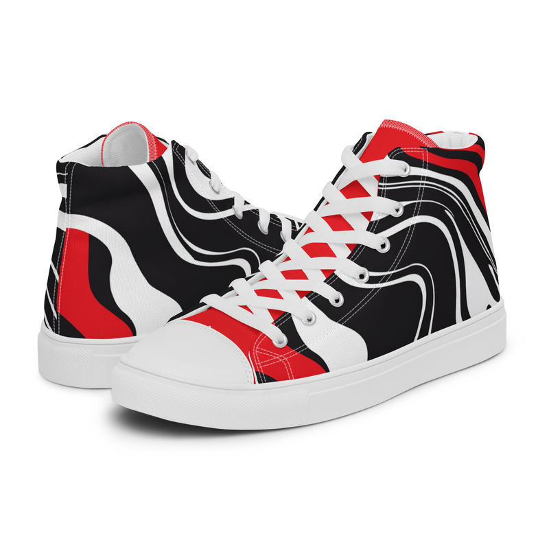 Black & Red Chi Town Men’s high top canvas shoes