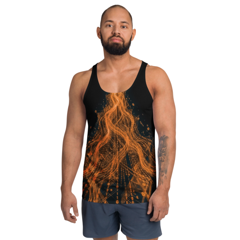 Uncle Benny ® Data Stream IBM Quantum Computer Tank Top Neon Orange EST. 2020