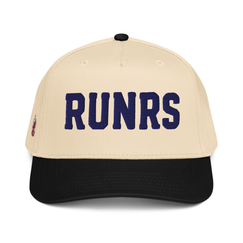 RUNRS University 5-Panel Cap - Cream, Black, and Navy