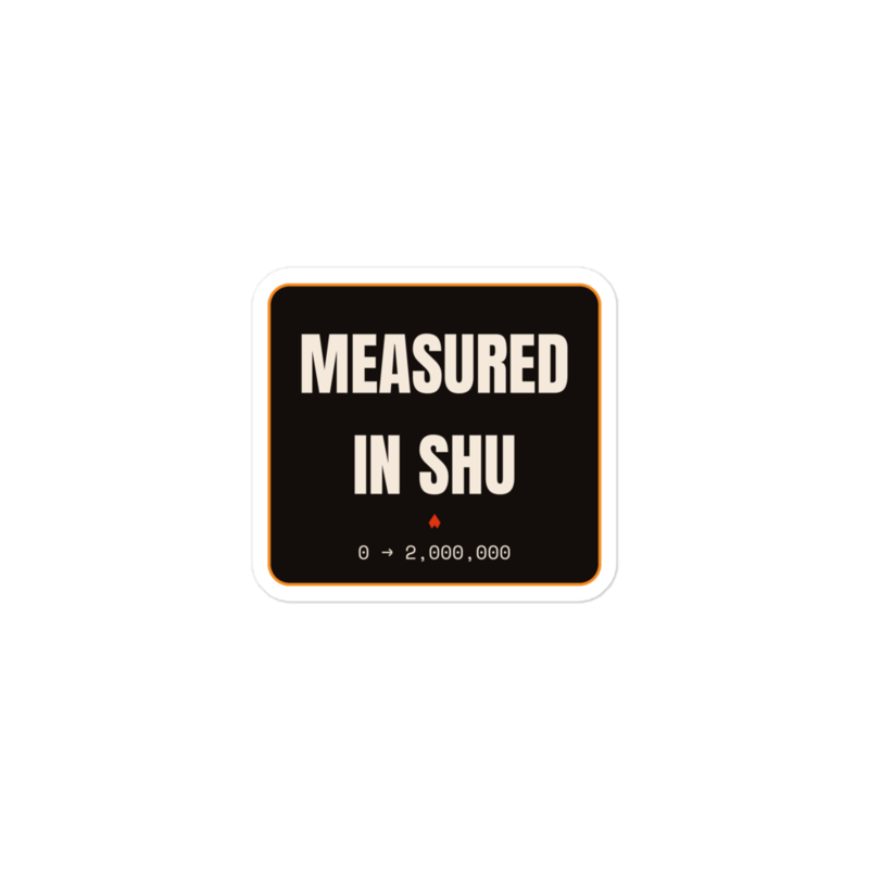 MEASURED IN SHU Sticker mockup