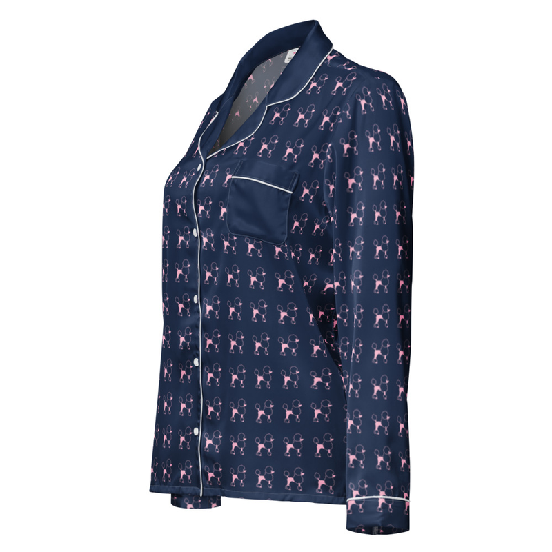 Navy/pink poodle PJ top