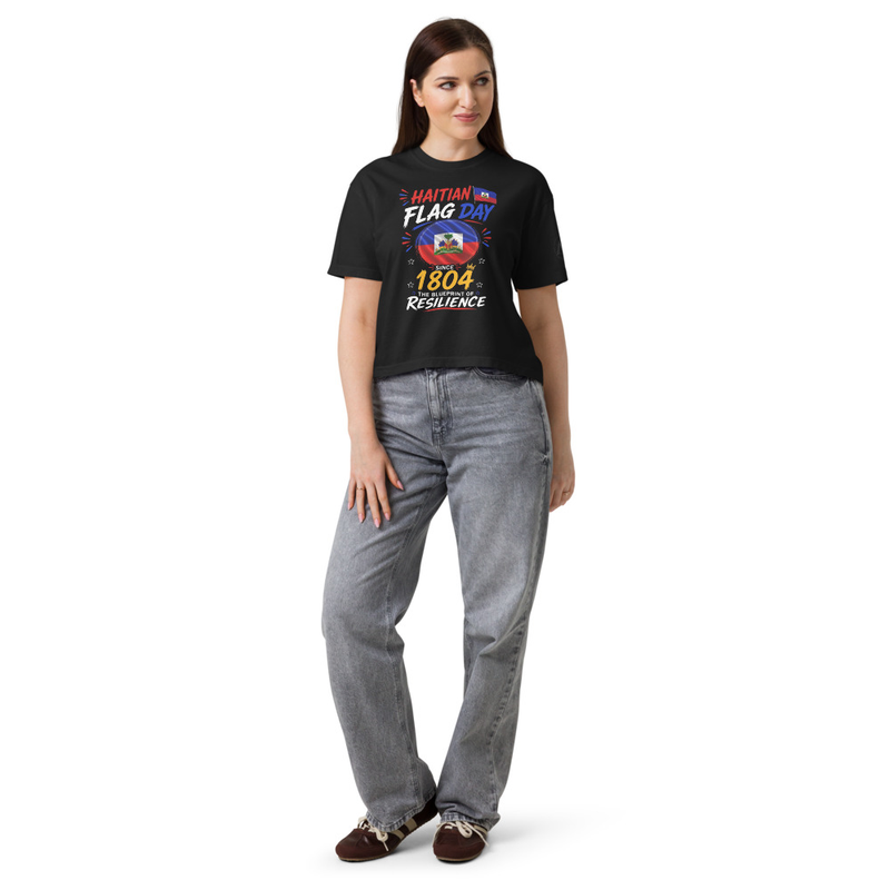 Haitian Flag Day Boxy Tee in Black