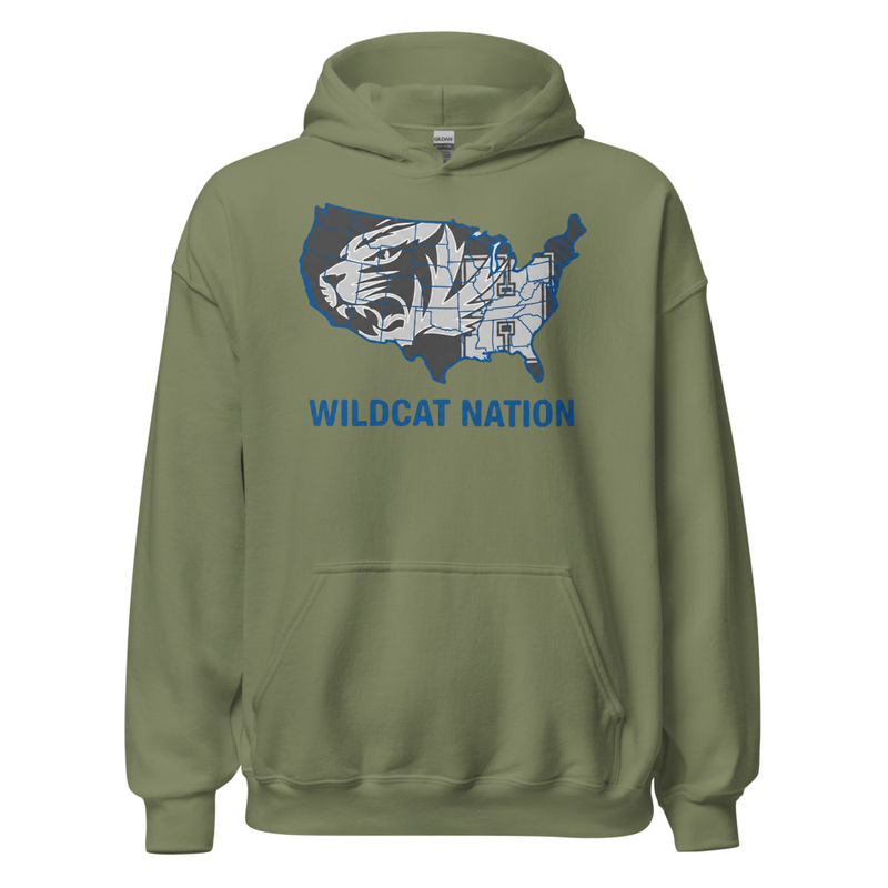 Wildcat Nation Unisex Hoodie – XL, Military Green