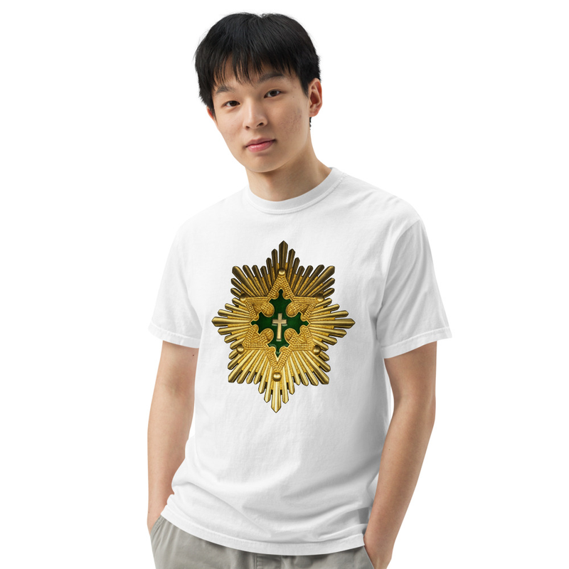Unisex Imperial Order of the Holy Trinity garment-dyed heavyweight t-shirt – S, White