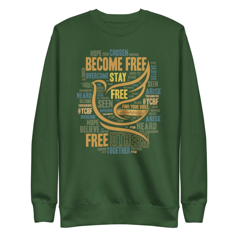 YCBF Word Cloud Sweatshirt – L, Forest Green
