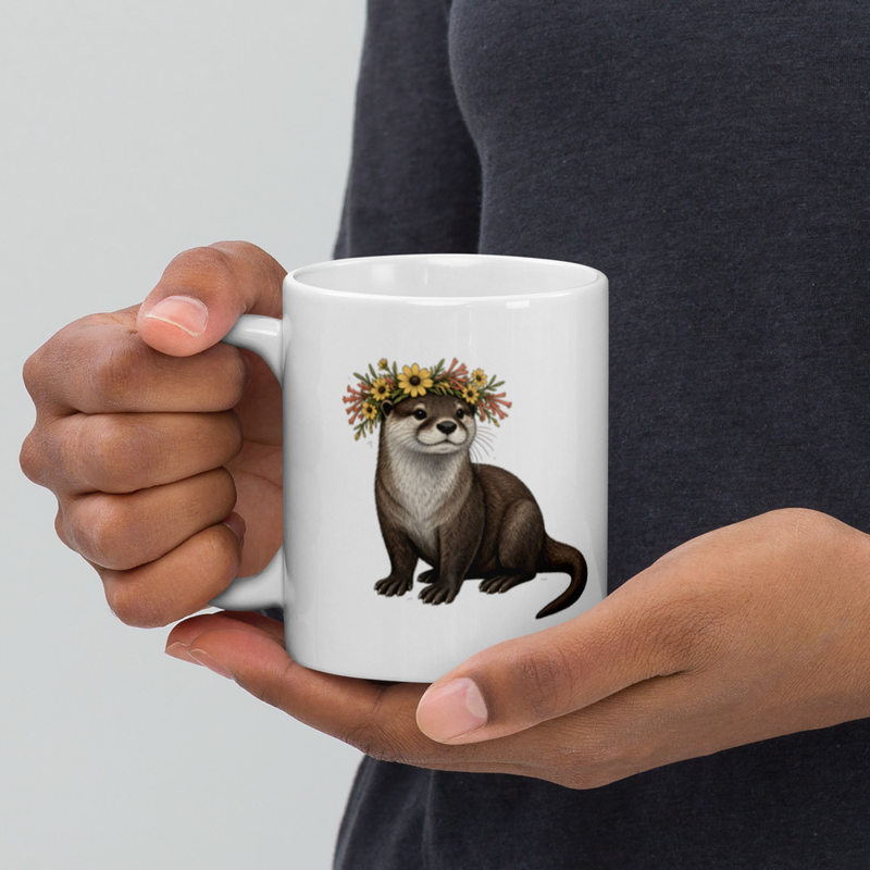 River Otter Flower Crown Mug — Floof