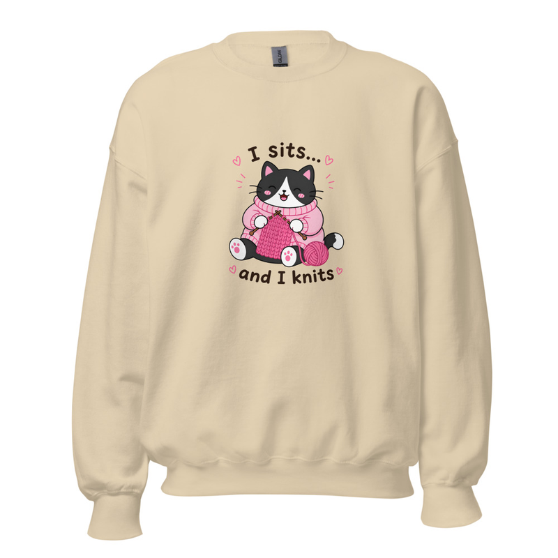 Tuxedo Cat Knitting Jumper – 3XL, Sand
