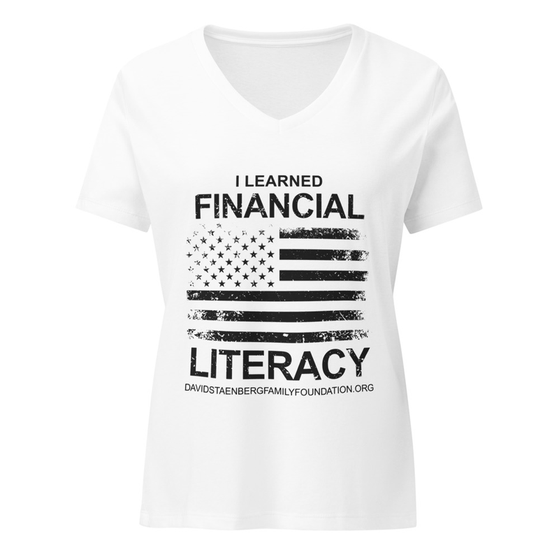 Women’s relaxed v-neck t-shirt | Veteran's Day v2 – XL, Solid White Blend