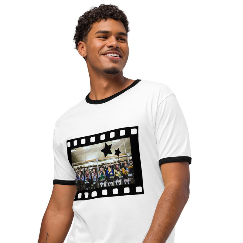Cow Girls Ringer Tee – XL, White / Black
