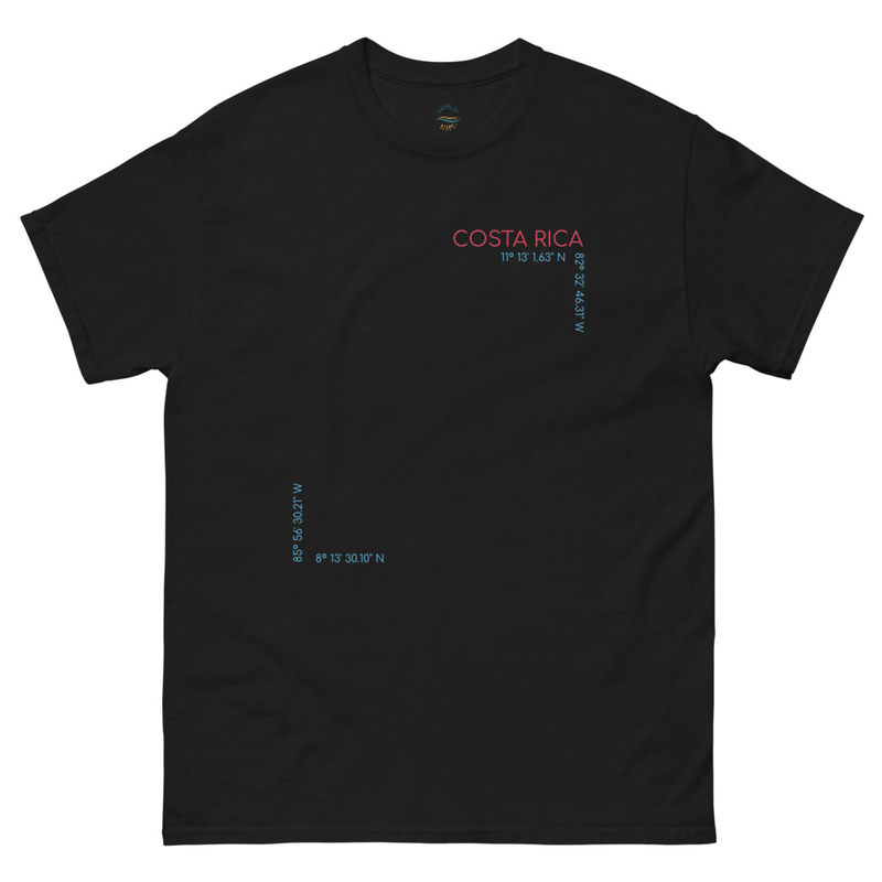 Costa Rica Rivers and Coordinates - Unisex classic T-Shirt view 2