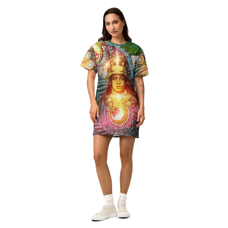 Cotton t-shirt dress Empress Menen Peacock Inspired