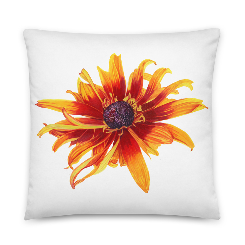 Flaming Flowers Basic Pillow – 22″×22″