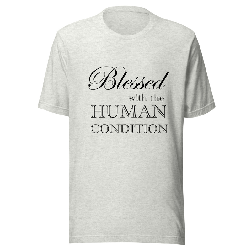 Blessed Unisex T-Shirt Black Letters – S, Ash