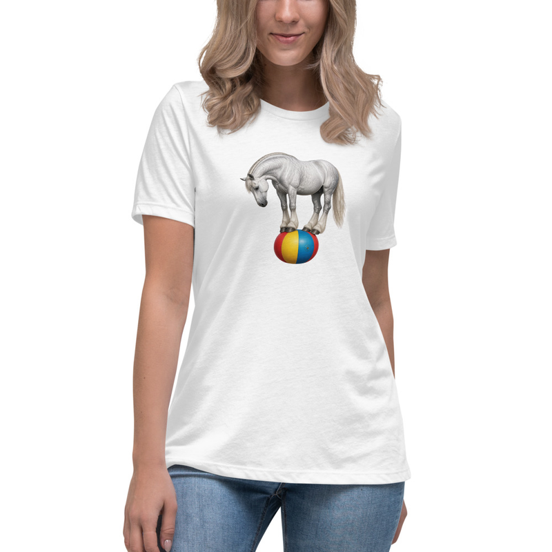 Balancing Percheron Horse Women's Relaxed T-Shirt