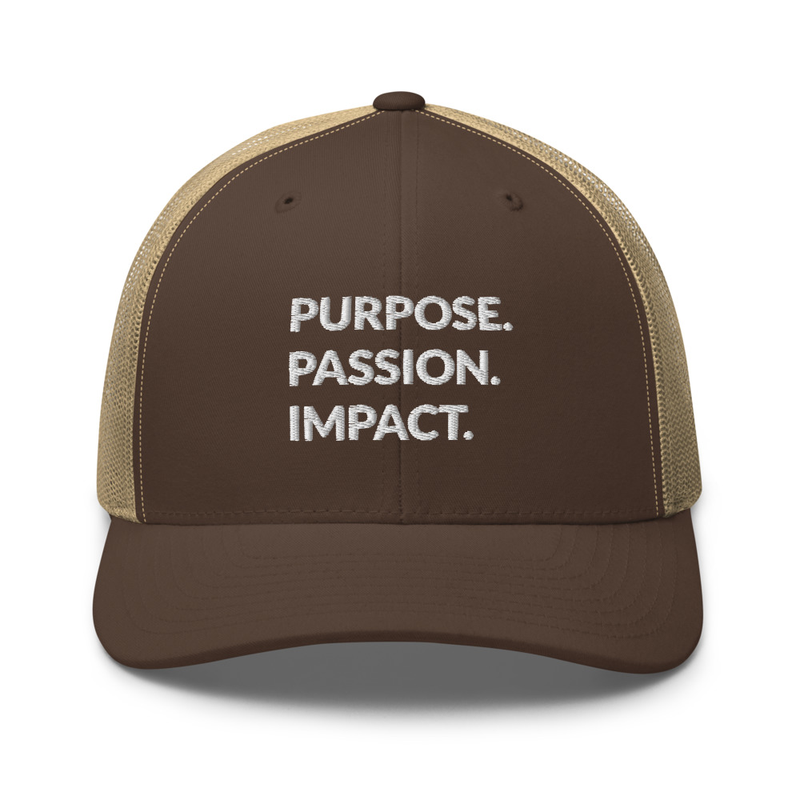 HFTT Trucker Cap | Purpose. Passion. Impact. (Colors Available) – One size, Brown/ Khaki