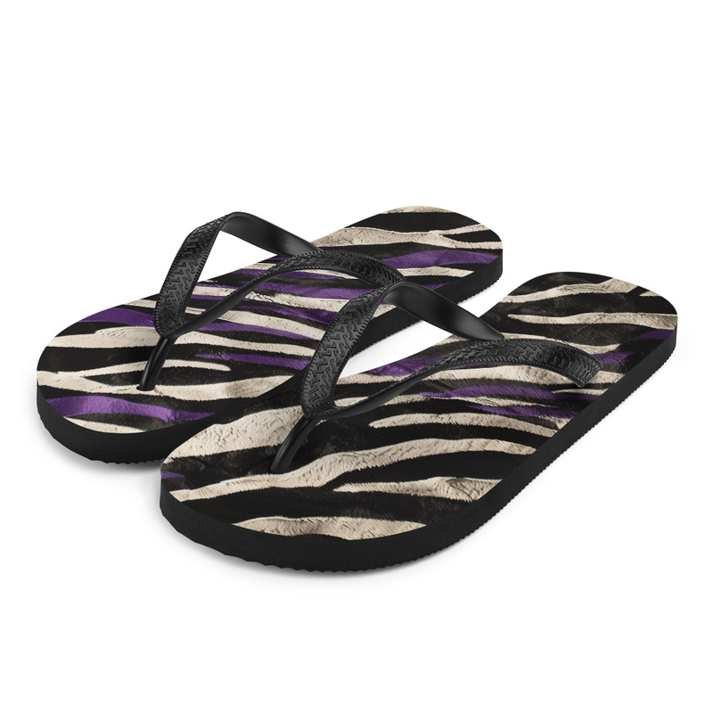 Purple Zebra Stripes Flip-Flops House or Outdoor Slippers