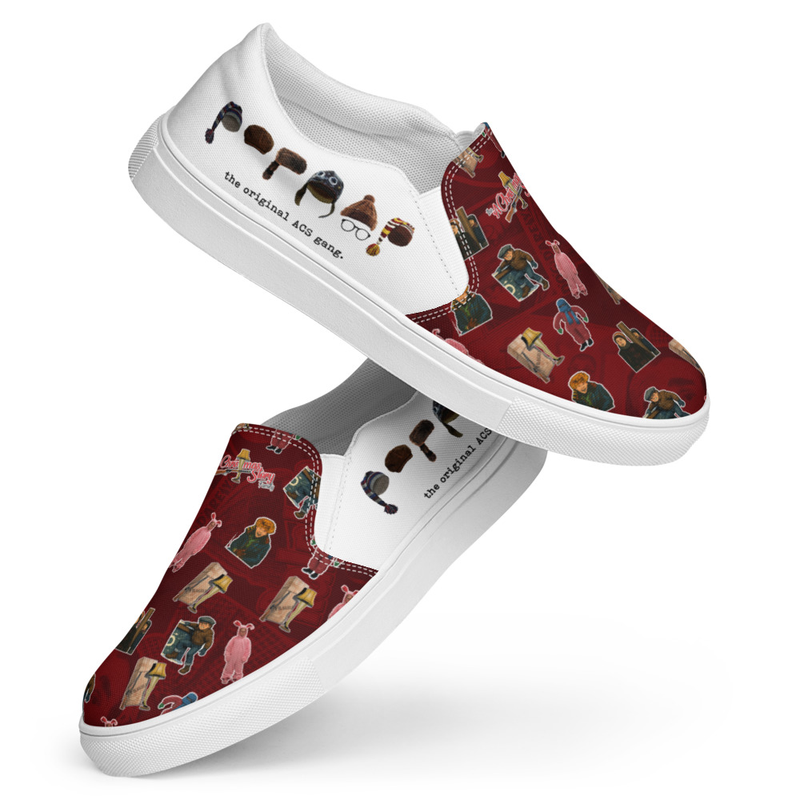 Deep Red Collage A Christmas Story Women’s Slip-on Canvas Shoes