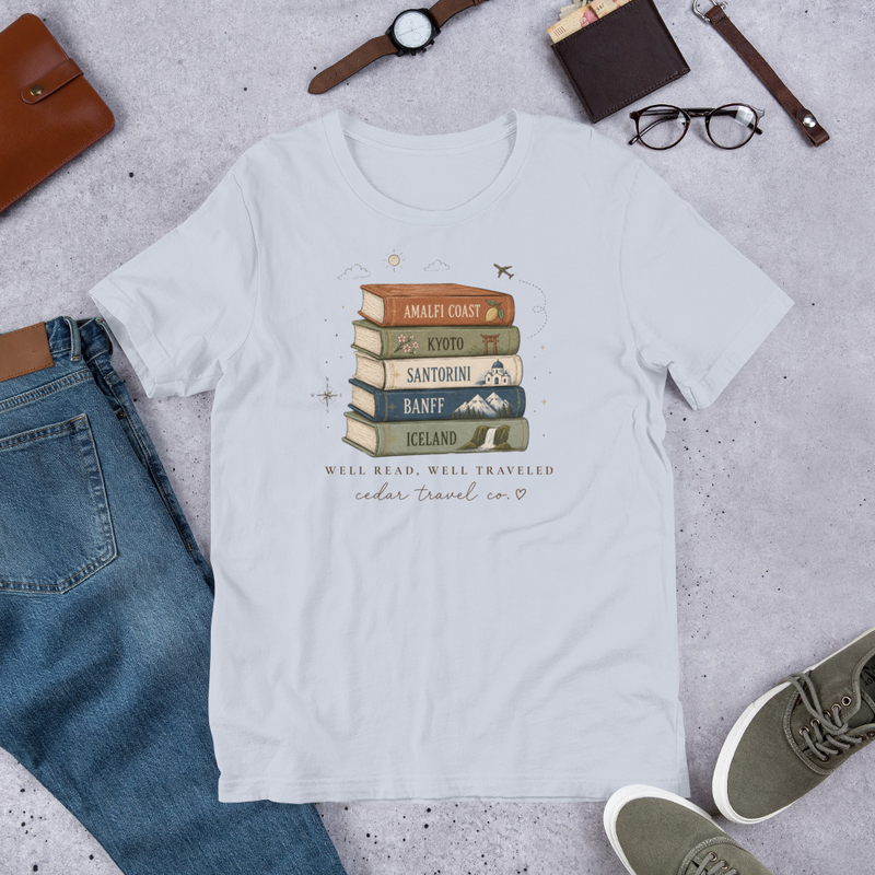 Well Read, Well Traveled Tee – XS, Light Blue