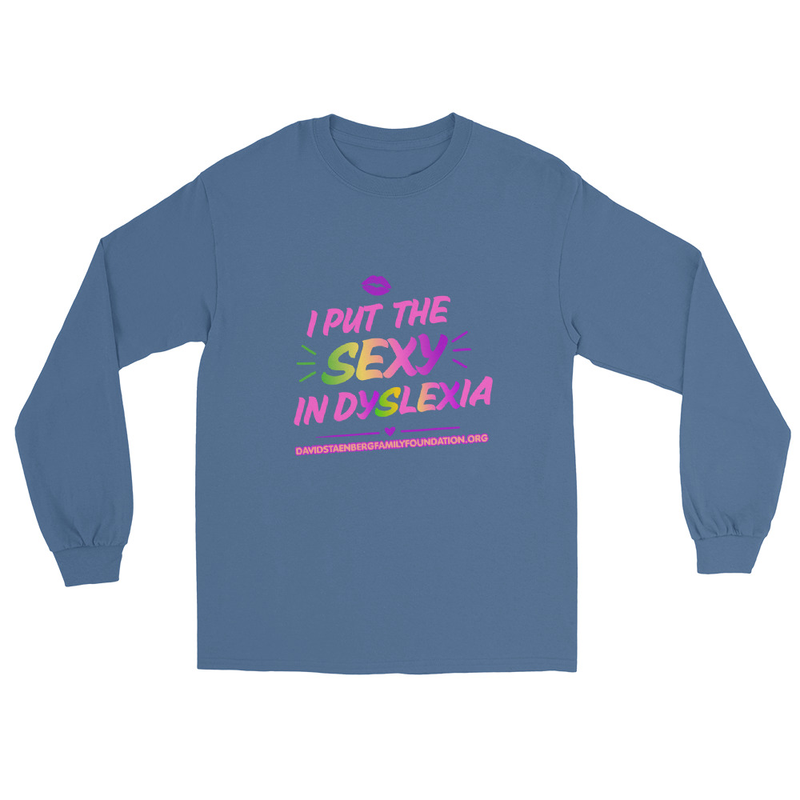 Men’s Long Sleeve Shirt | Dyslexia v1 – S, Indigo Blue