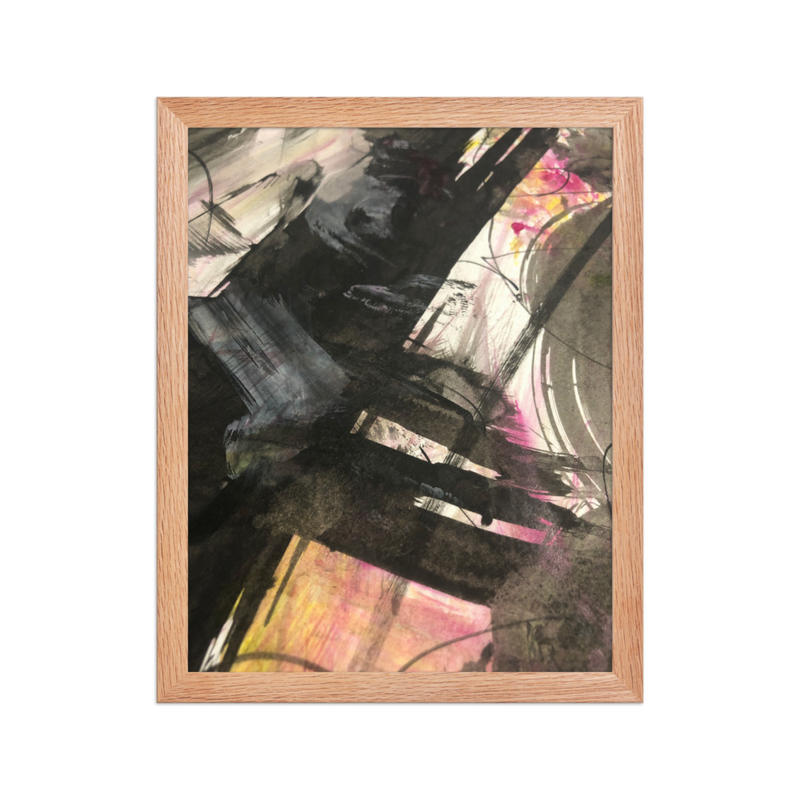 Perceptual Field 0119 – Pink Noise – Framed Print – 11″×14″, Red Oak