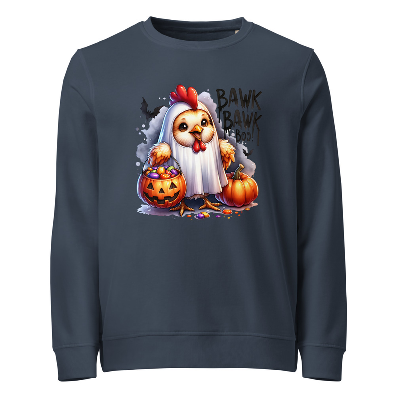 Halloween T-Shirt Cute Chicken Ghost Costume Design, Funny Spooky Farmhouse Halloween Shirt – view 3