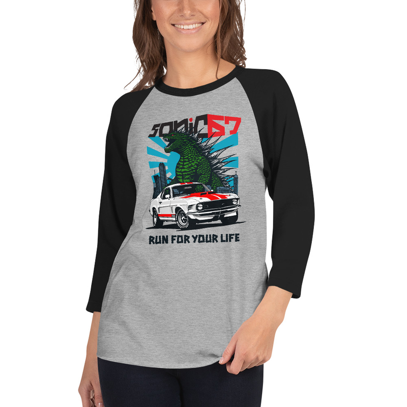 Lizard Mustang - 3/4 sleeve raglan shirt