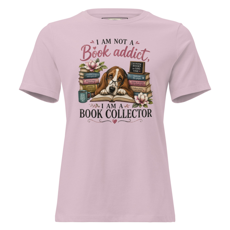 Women's Relaxed T-Shirt-Book Addict – S, Light Violet