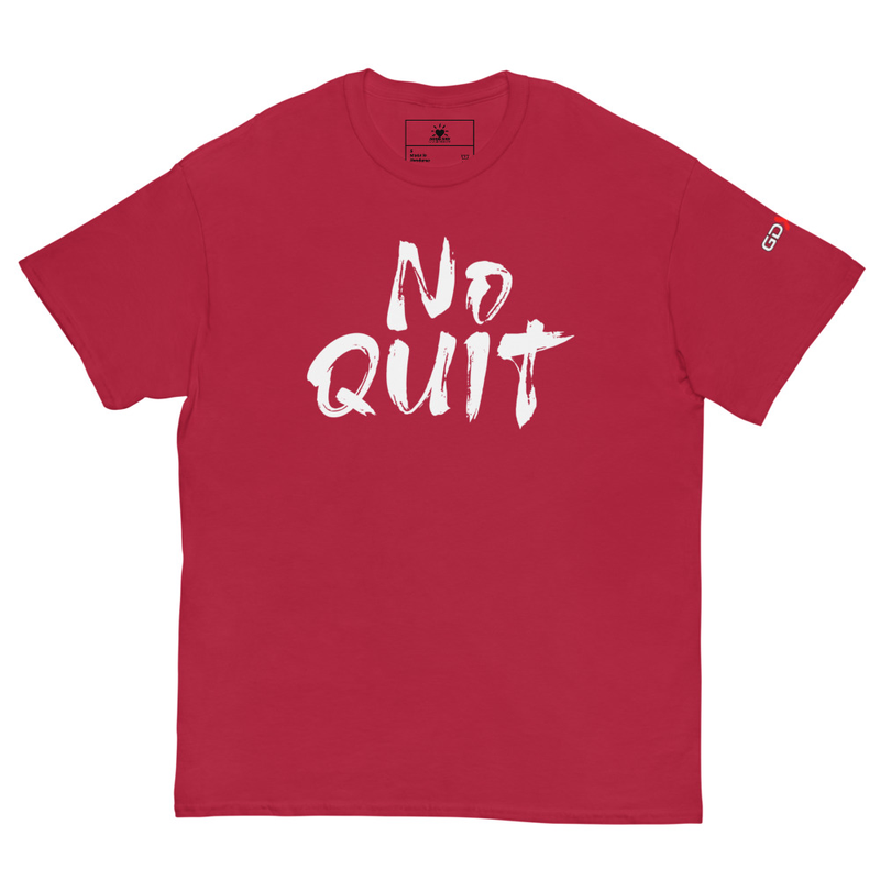 "No Quit" GDXFit Shoulder Unisex Classic Tee (shoulder logo) – M, Cardinal