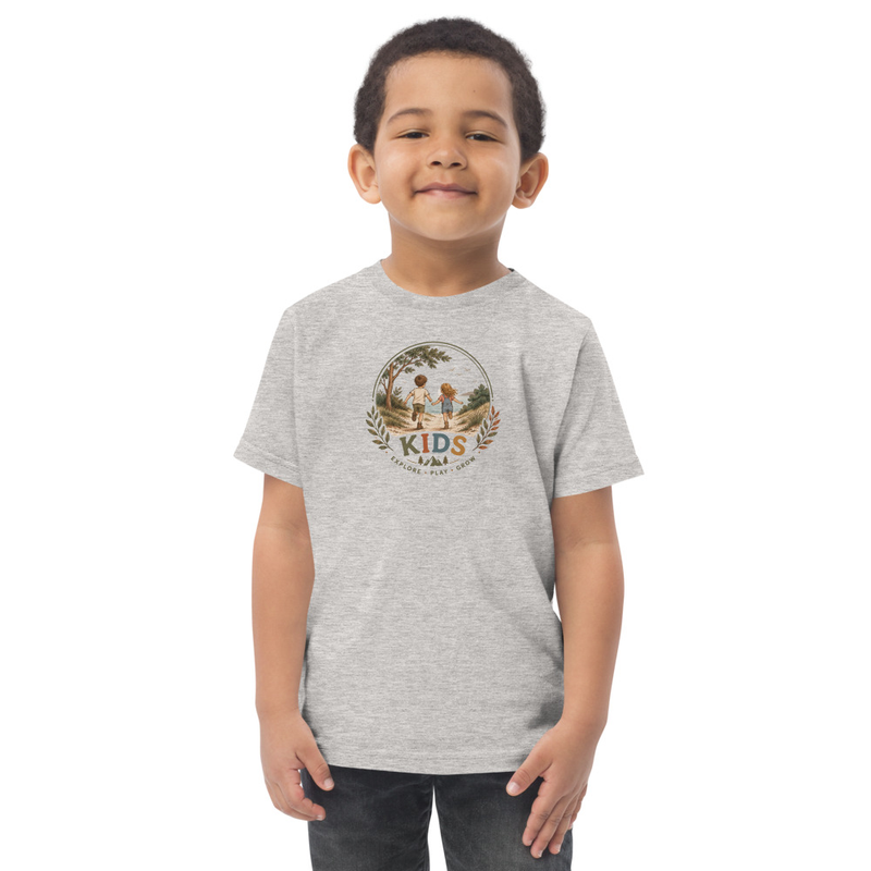Explore Play Grow Kids T shirt – 5/6, Heather