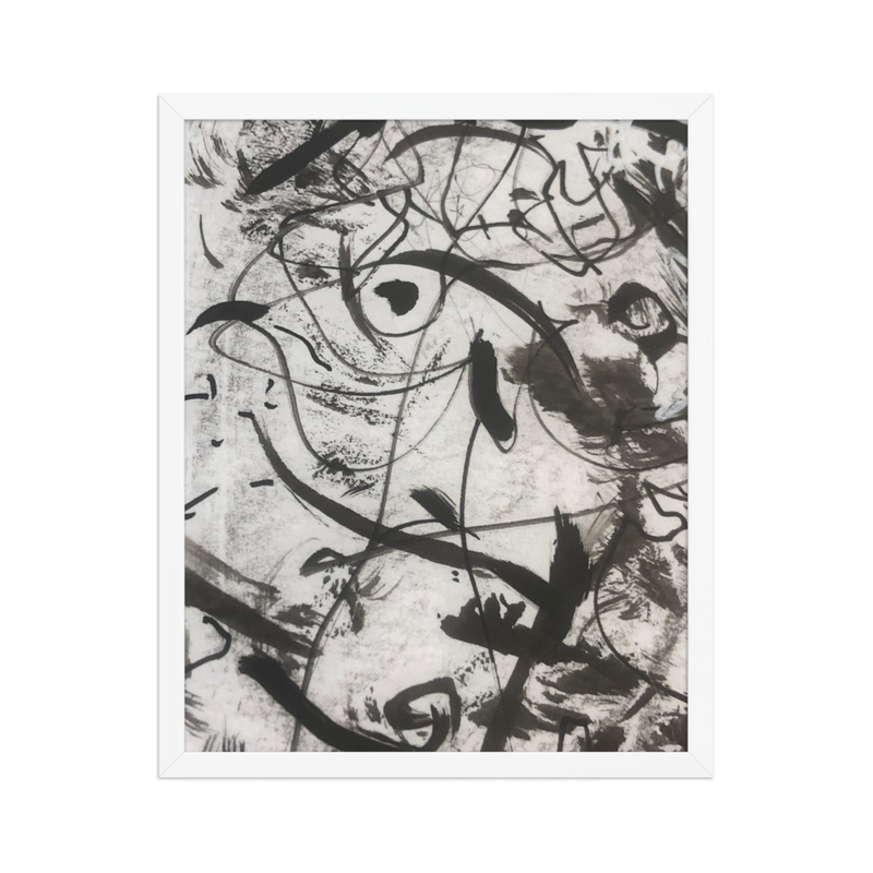 Perceptual Field 0142 – Something Looking Back – Framed Print – 16″×20″, White