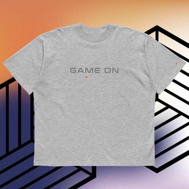 GAME ON Unisex organic oversized high neck t-shirt – XL, Heather Grey