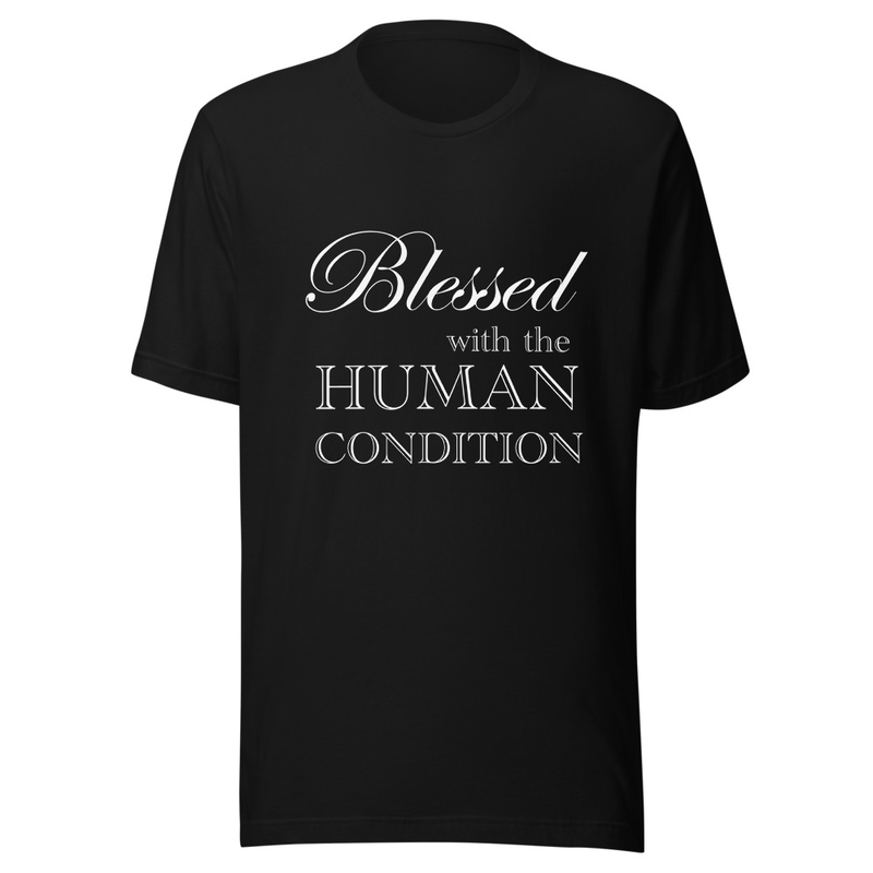 Blessed Unisex T-Shirt White Letters – M, Black