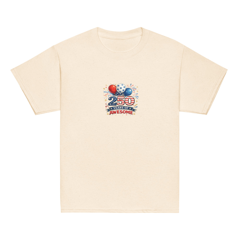 BMT Kids 250 years of Awesome Youth classic tee – XS, Natural